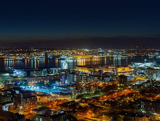 Royal Albert Dock at night