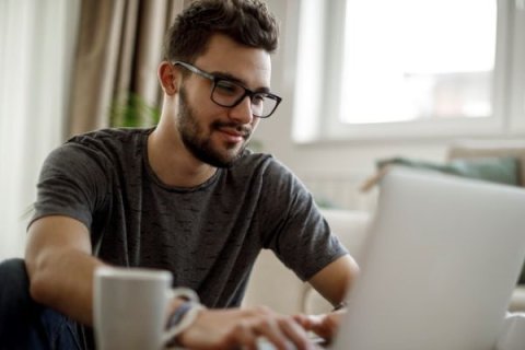 Student parent using a laptop